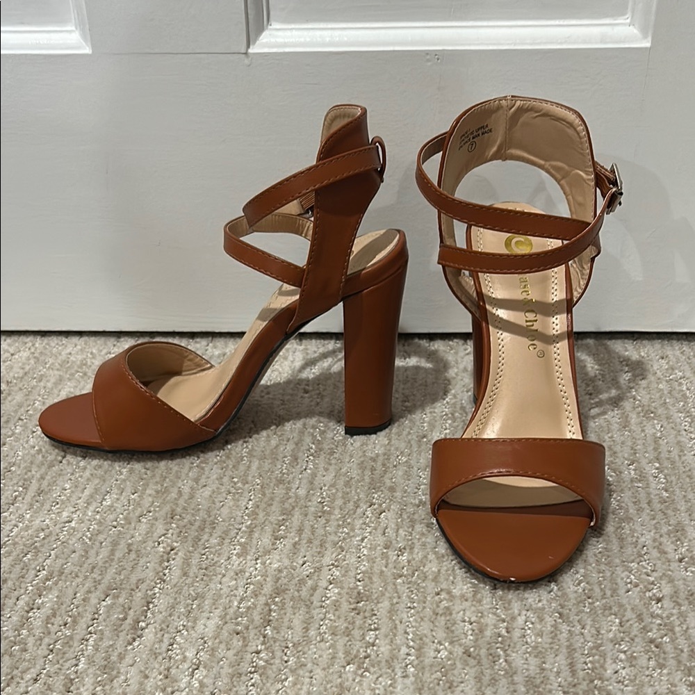 Elegant Brown Strappy Heels never worn